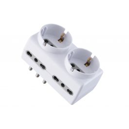 Naturìì Set Di 1 Adattatori Elettrici Con Spina 10A E Presa Bivalente Bipasso 10/16A, Adattatore Riduttore Compatibile Con Vecchi Impianti Elettrici, Max 1500W, Colore Bianco