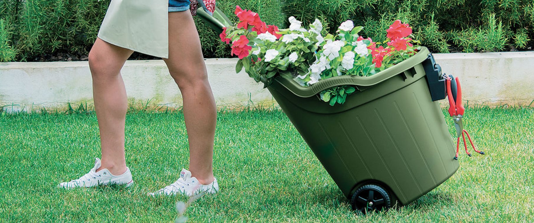 Carriola STI Rosa 110lt - Portata 160kg, Vasca Polipropilene, Per Giardino E Cantieri